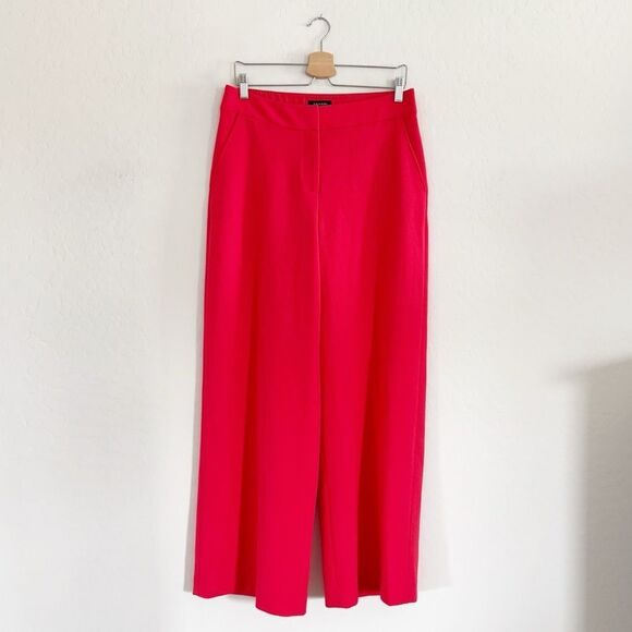 Tahari ASL Women's Wide-Leg Crepe Pants in Red Size 8 - Picture 2 of 11